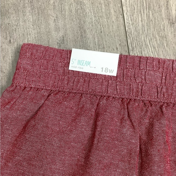 Women's Maurices 18W XL 1X Shorts Active Red Pockets Lightweight Linen Rayon NWT - Picture 5 of 7